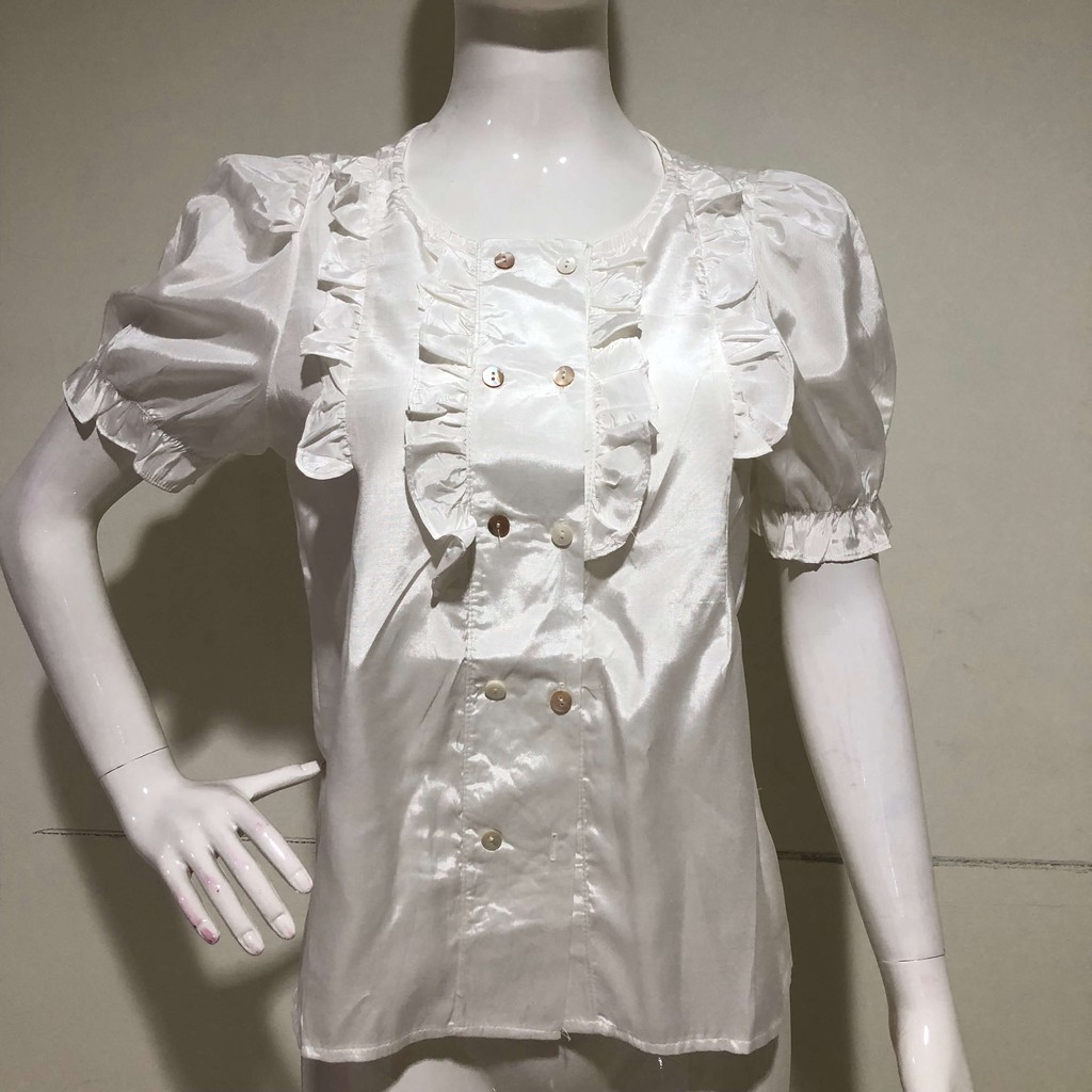 Kemeja Putih Fashion Wanita Import (Maid Outfit) (Kancing) Murah