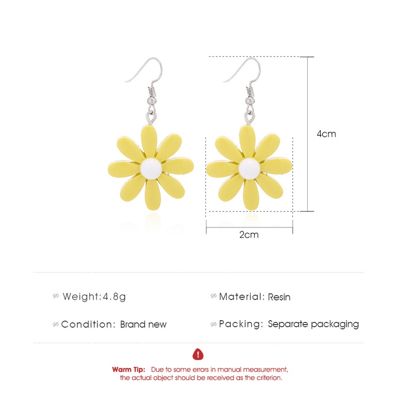 Korea Temperamen Resin Daisy Earrings Musim Panas Baru Net Merah Bunga Anting-Anting Perhiasan Wanita