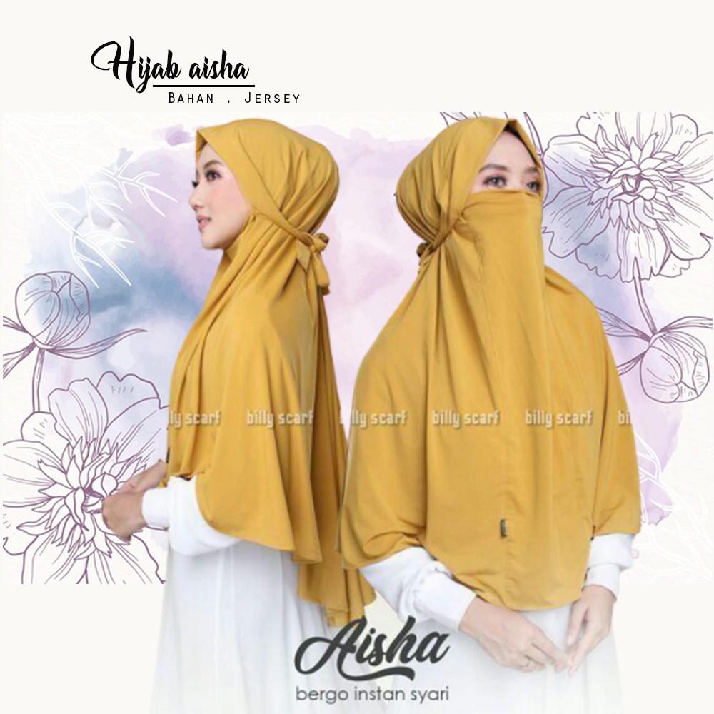 Hijab Jilbab Kerudung Cadar fashion muslimah jumbo Jersey Aisah