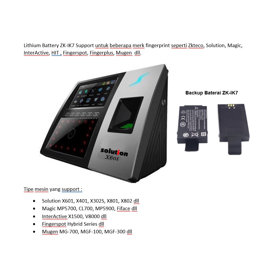 Solution X601 Backup Baterai ZK-IK7 / Internal Baterai ZK-IK7