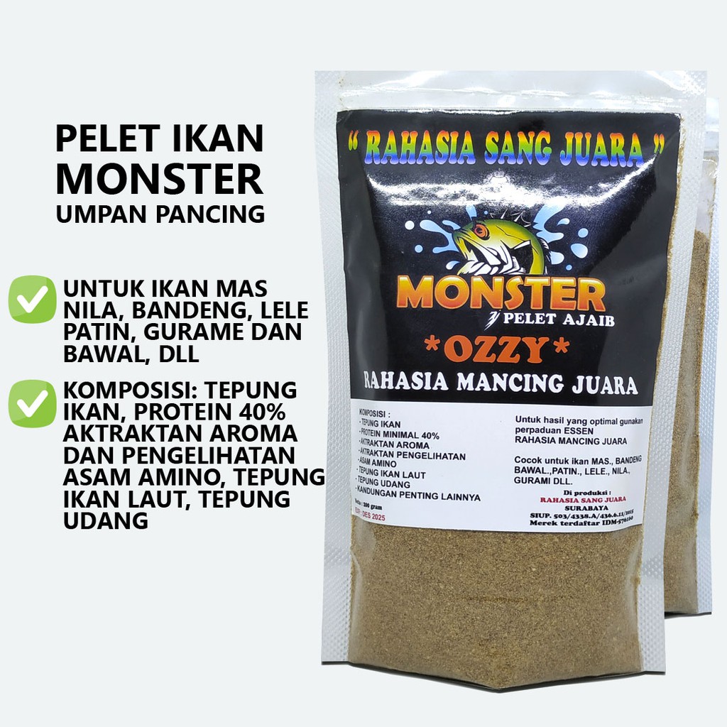 PELET IKAN MONSTER | UMPAN PELET IKAN MAS PATIN BAWAL NILA BANDENG GURAME LELE GALATAMA