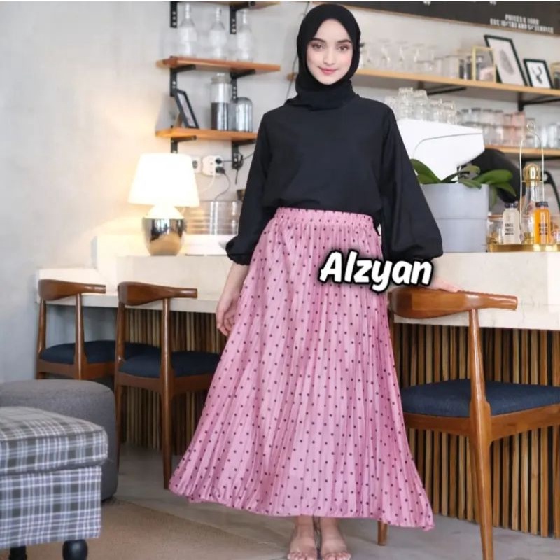 Rok Plisket Polkadot Dewasa Rok Plisket Murah