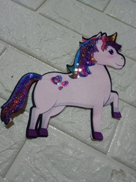 Aplikasi bordir patch kuda pony led musik 20cm full body