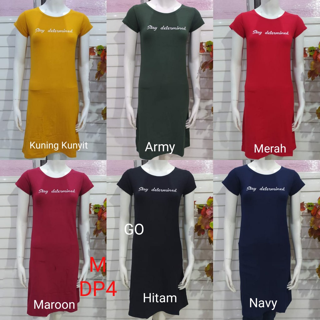 gof DP LMN DRESS/DASTER Wanita Casual Motif Polos Pakaian Perempuan Lengan Pendek