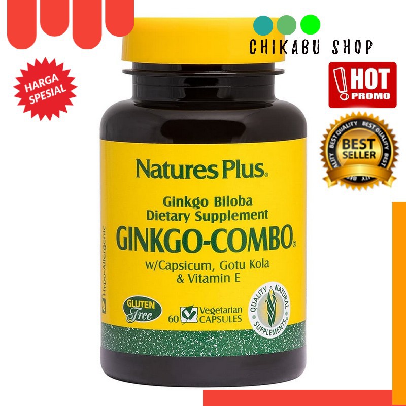 Nature's Plus GINKGO COMBO BILOBA GINKO 60 Capsules Natures