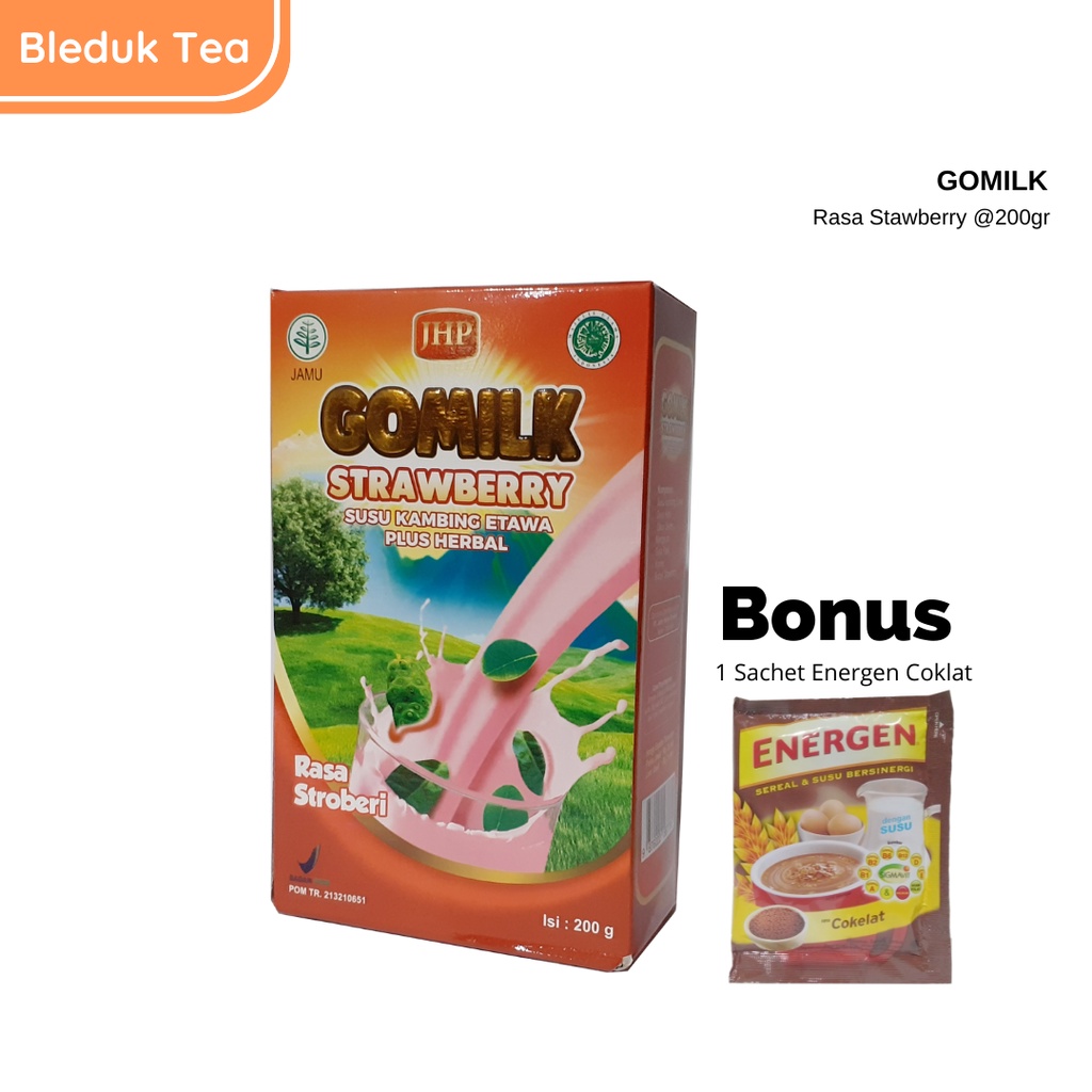 

Gomilk SUSU KAMBING ETAWA BUBUK PLUS HERBAL - Rasa Strawberry 200 gr