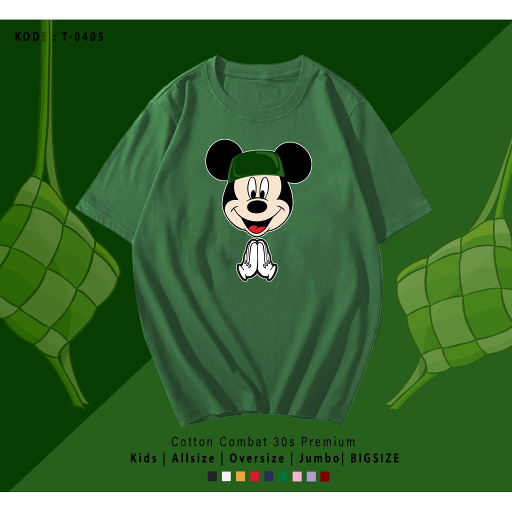 FREE CUSTOM NAMA - KAOS LEBARAN EDITION MICKEY UNISEX / TERMURAH BAJU KAOS KATUN LENGAN PENDEK / TUMBLR TEE