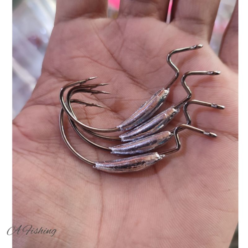 4 WORM HOOK SOFT LURE BERAT 3,5GRAM I SATU KOTAK ISI 4WORM HOOK I  A FISHING