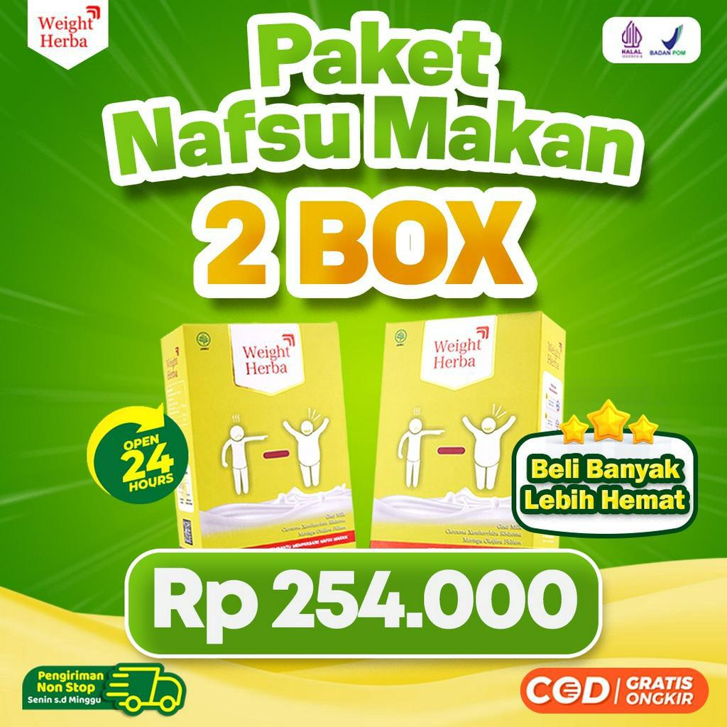 Paket Nafsu Makan 2 Box Weight Herba Susu Etawa 100% Asli Penambah Berat Badan Peningkat Nafsu Makan BB &amp; Turunkan Kadar Gula Darah Penggemuk Alami Terbukti Isi 200gr