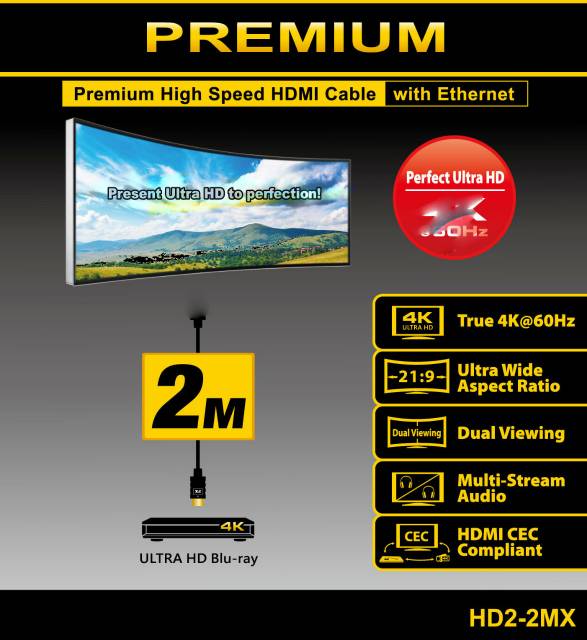 PX Premium Kabel HDMI 2Meter Full HD 4K True