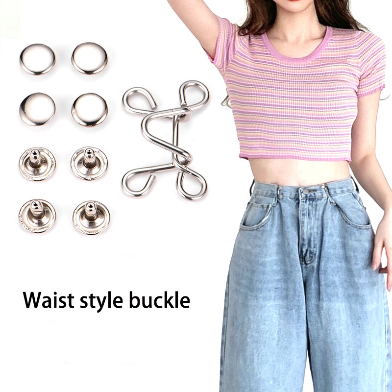 Korea Celana Kancing Jeans Yang Dapat Ditarik Aksesoris Pakaian Kancing Pinggang - PD