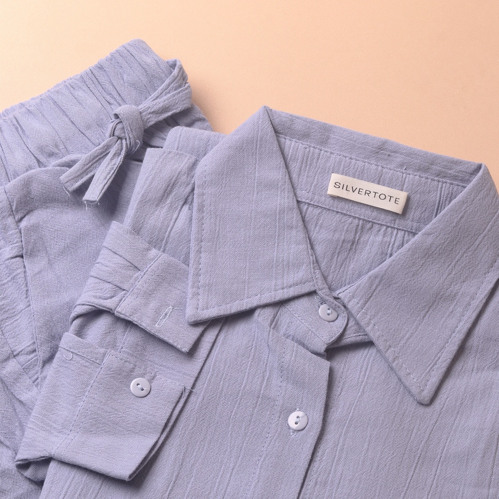 Silvertote Apparel Pakaian Wanita Rocco Set Pants-Grey Lilac