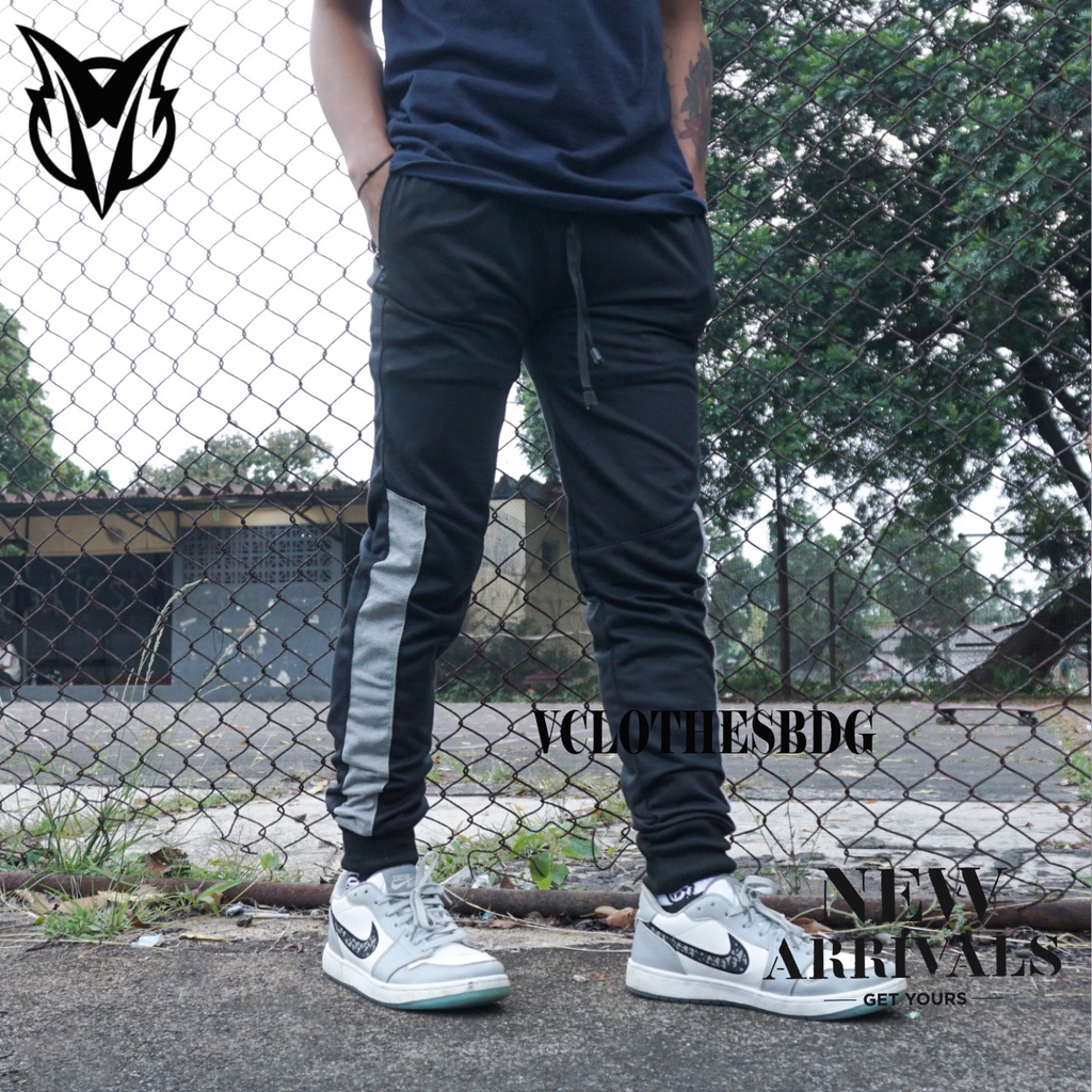 Celana Joger Pria Surfing Distro Premium Training Jogger Trackpant Sweat Azh Panjang PGO-HITAM-PUTIH [GORBA]