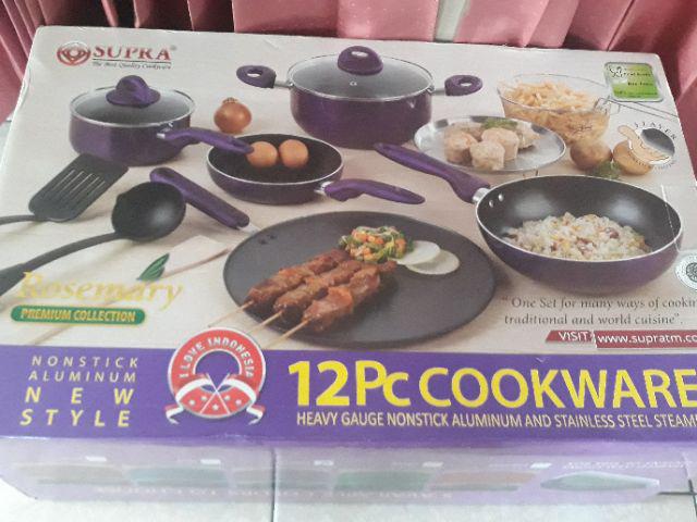 Panci Set Supra Set 12pcs 12 Pcs Rosemary Ungu Merah 12 Pc 12pc Stainless Wajan Penggorengan Nilon