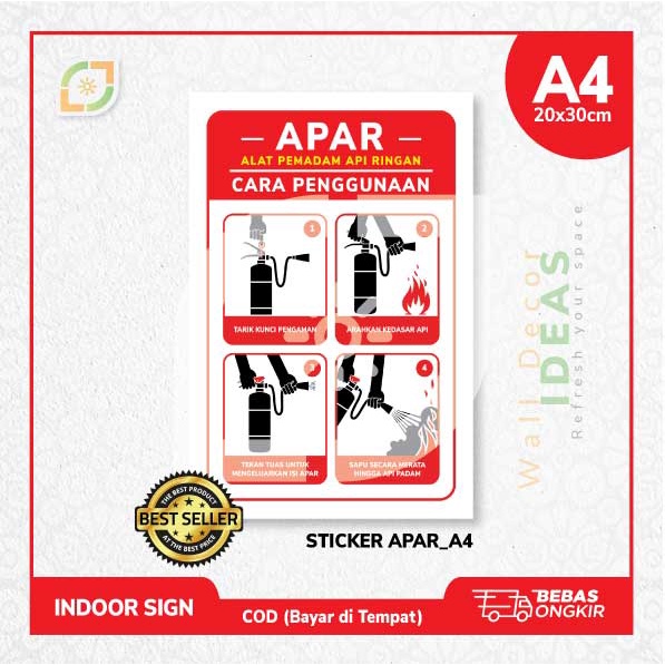 Jual Sign Label Sticker Apar K3 A4 A3 Rambu Safety Papan Tanda Indoor