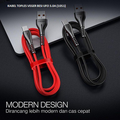 Kabel Data Veger USB C Type C QC 3.0A Fast Quick Charger Charging
