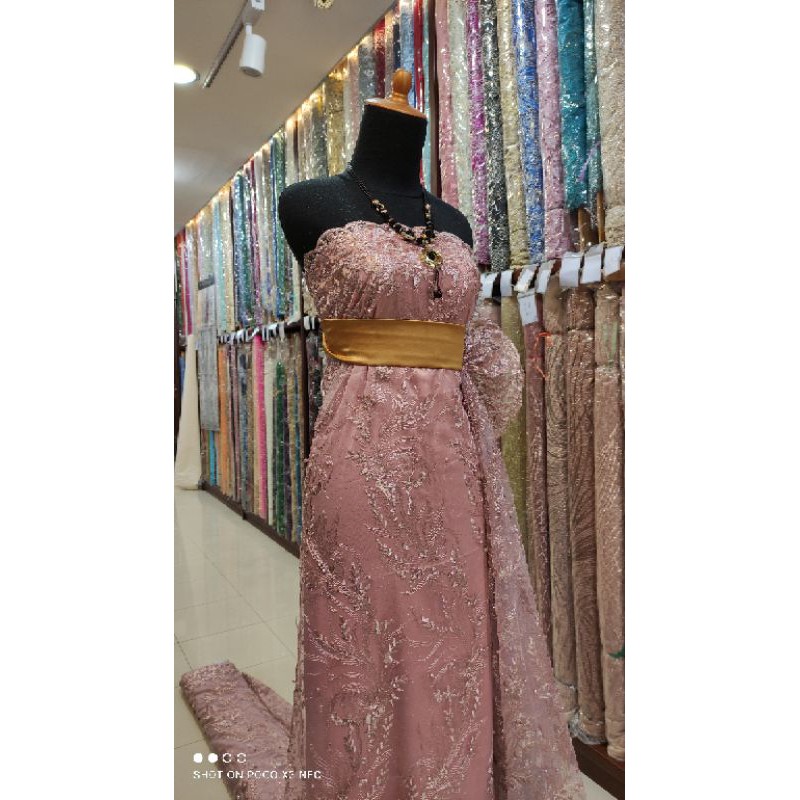 Kain Tile Brokat Kebaya Dress Pink Dusty