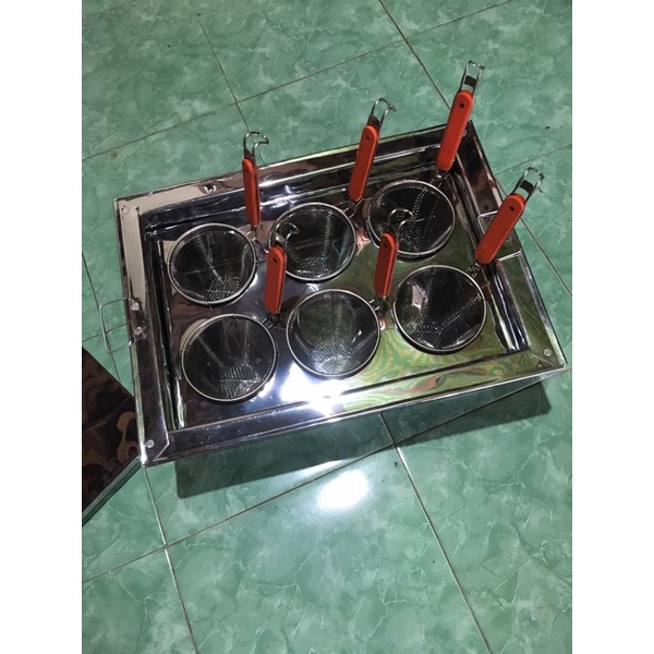 Dandang tong mie ayam pangsit kocok 6 lubang stanlist alumunium