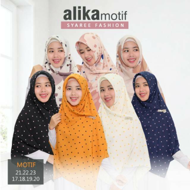 Alika - Jilbab segi empat motif syari cantik - khimar square - kerudung - hijab
