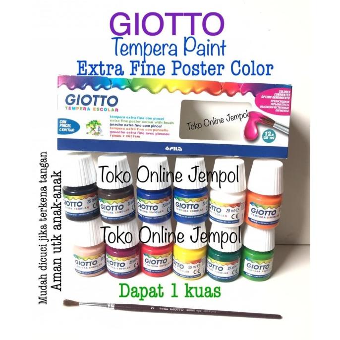 

12w FREE kuas Giotto TEMPERA ESCOLAR 356700 cat poster aman ATK1079GT