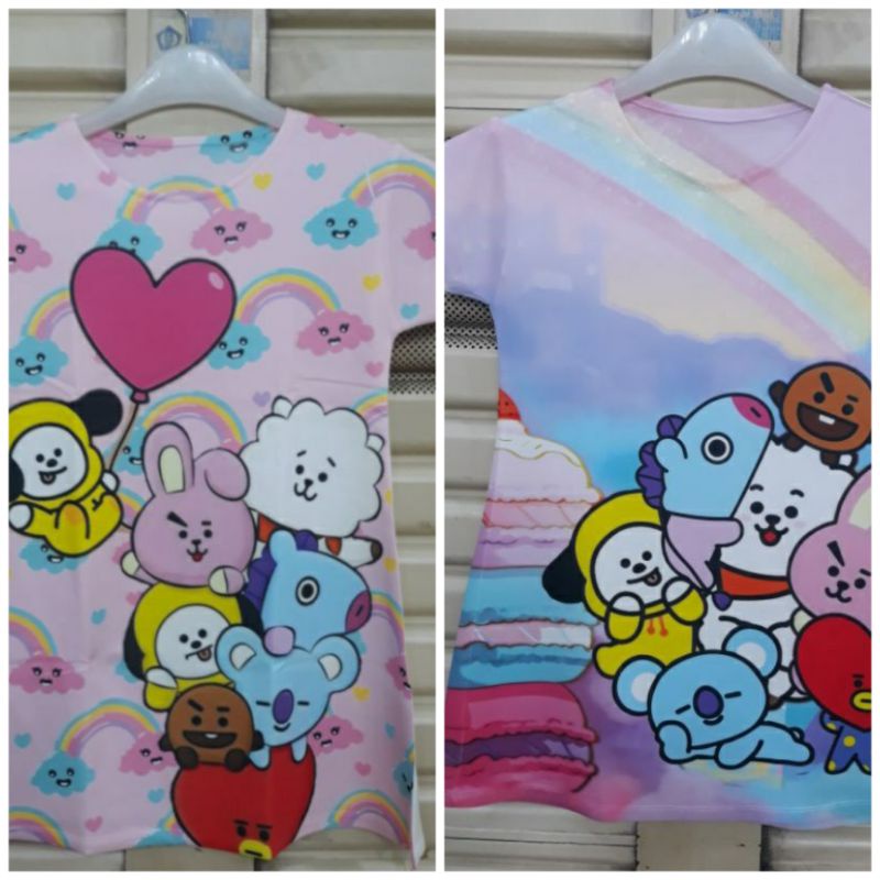 Daster Anak BT21xBTS Printing Dress Gambar BT21 xBTS