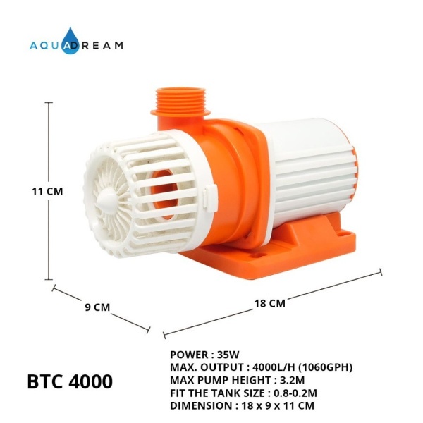 Aquadream BTC-4000 BTC4000 Pompa Filter Celup Aquarium Air Laut Marine