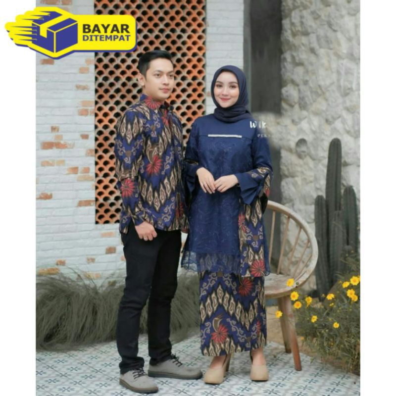 KEBAYA KEKINIAN KEBAYA WISUDA LAMARAN KONDANGAN / SET KEBAYA TUNANGAN / Couple BATIK NAVY MODERN