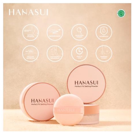 ^ KYRA ^ Hanasui Perfect Fit Setting Powder Bedak Tabur Make up Kosmetik Wajah - Netto 12 gr