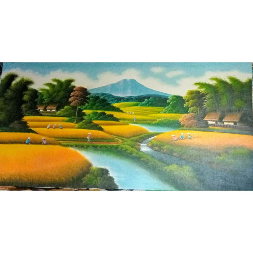 Lukisan Panen Padi Besar 200x100 Feng Shui Berkelimpahan Rejeki 1