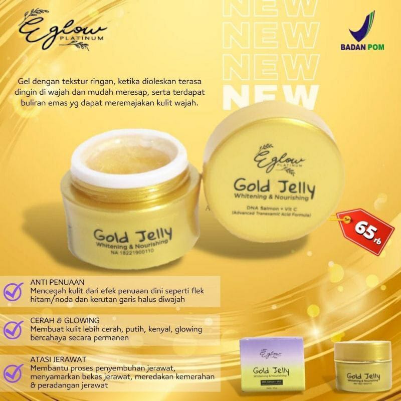Eglow Platinum Bpom Ecer Skincare Perawatan Kecantikan Wajah Wanita Terbaru Murah A19-GOLD JELLY EGLOW