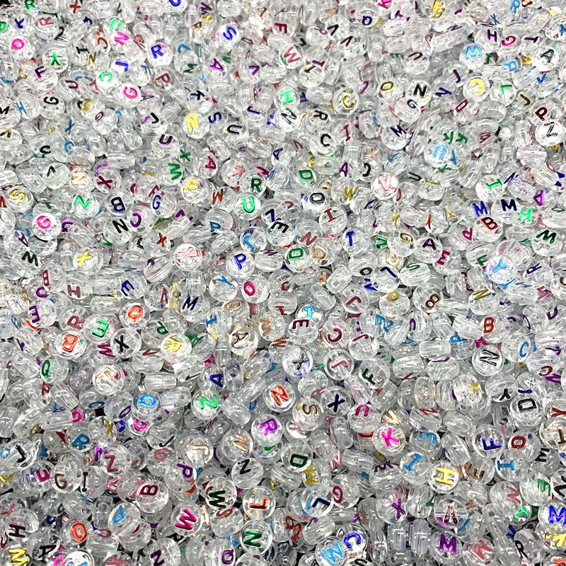 100pcs / lot Manik-Manik Akrilik Transparan Motif Huruf A-Z Ukuran 4x7mm Untuk Membuat Perhiasan DIY