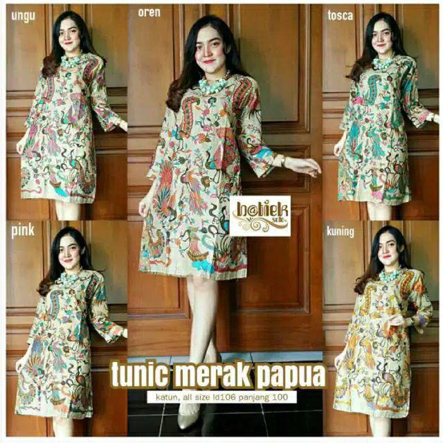 Dress Batik (tunik Etnik) Motif Batik Merak Murah Ukuran Allsize Fit Jumbo