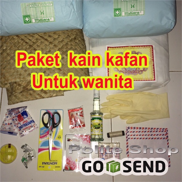 Perlengkapan jenazah kain kafan satu paket Wanita