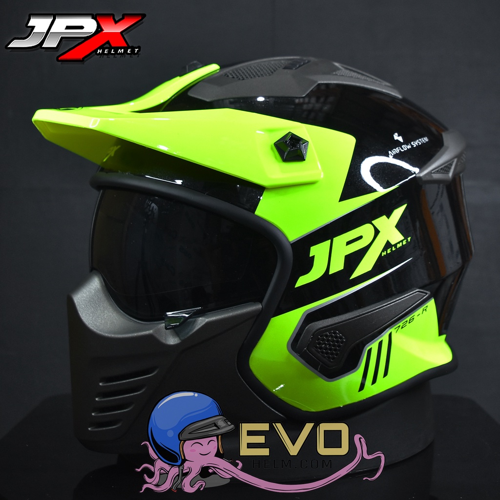 HELM JPX MOTOCROSS_JPX MX 726R - BLACK METALIC / YELLOW (ONGKIR 2 KG)