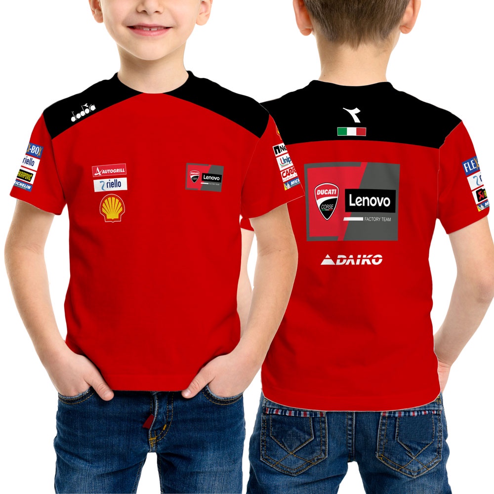 Baju Kaos Anak Ducati Moto GPRacing Team Motogp 2022 Official Full Printing Shirt