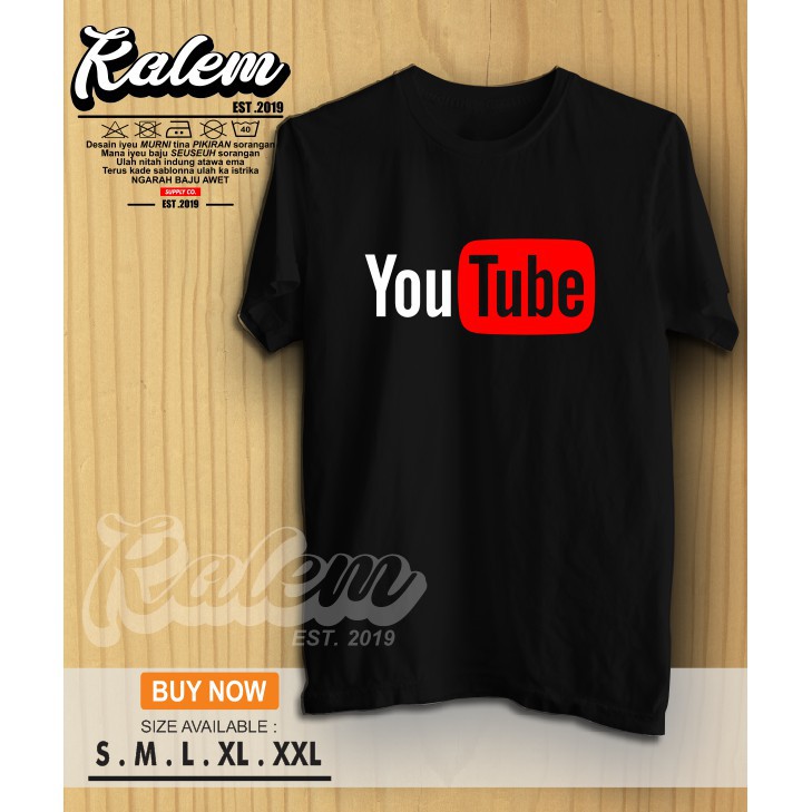 Kaos Baju YOUTUBE Kaos Distro YOUTUBER Logo KALEM CLOTHING -mitrabaru