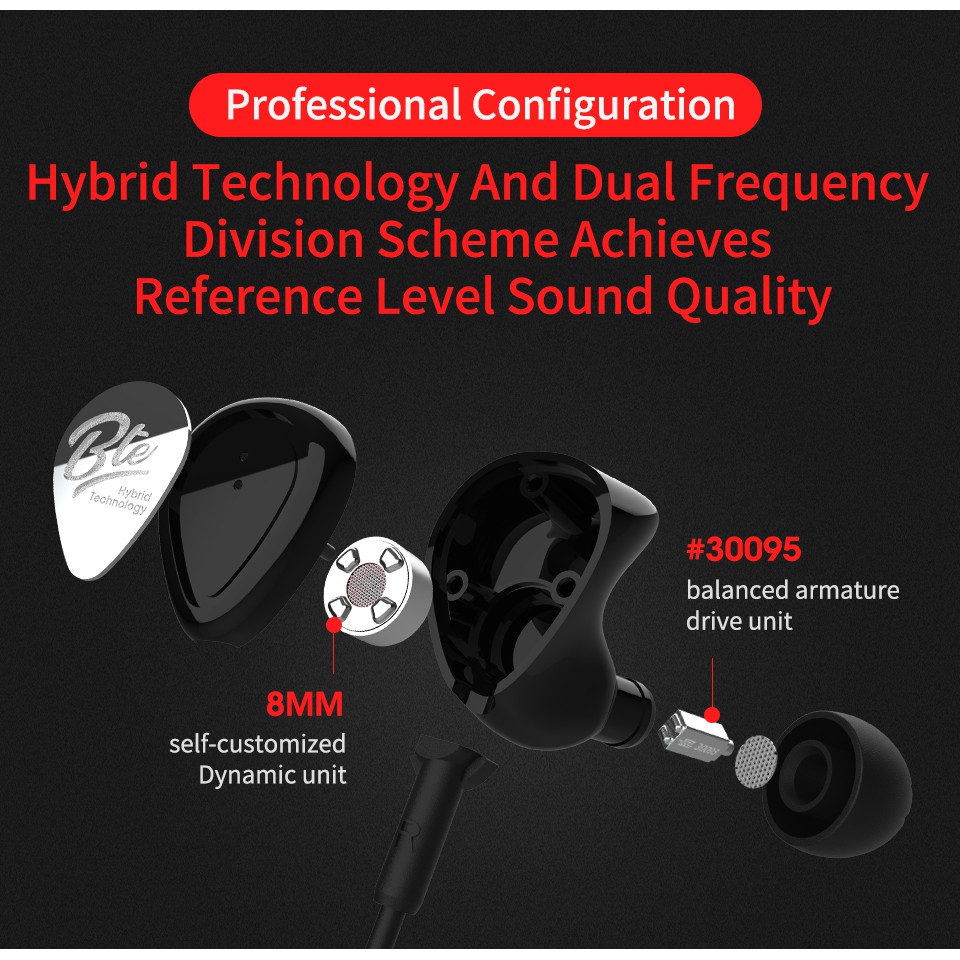 Knowledge Zenith KZ BTE Earphone Bluetooth APTX Lossless Hybrid Driver