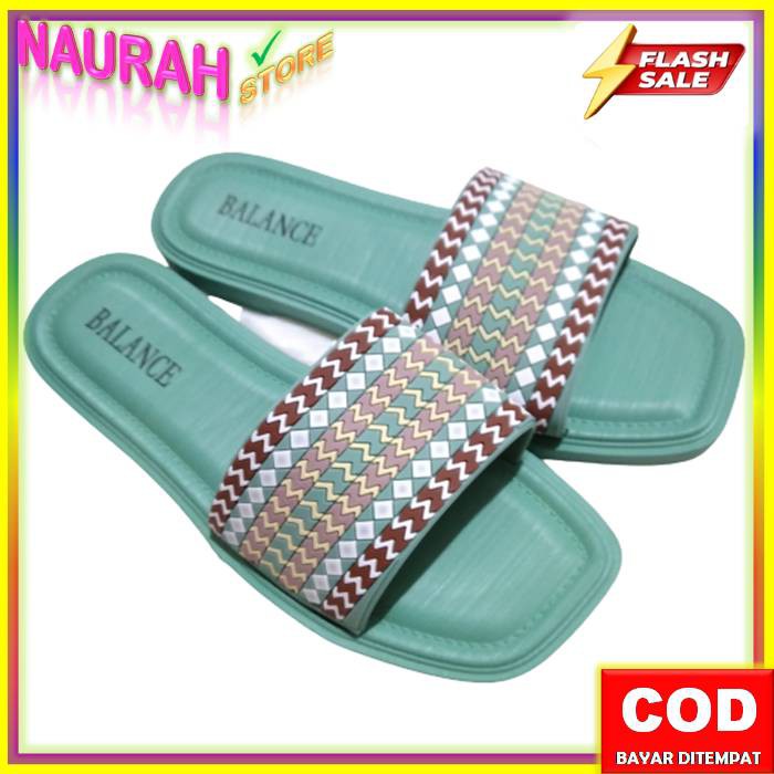 SANDAL WANITA BALANCE 1213 10 SLOP ETNIK ORIGINAL RUBBER EMPUK LENTUR CANTIK NICE BLC 1213-10