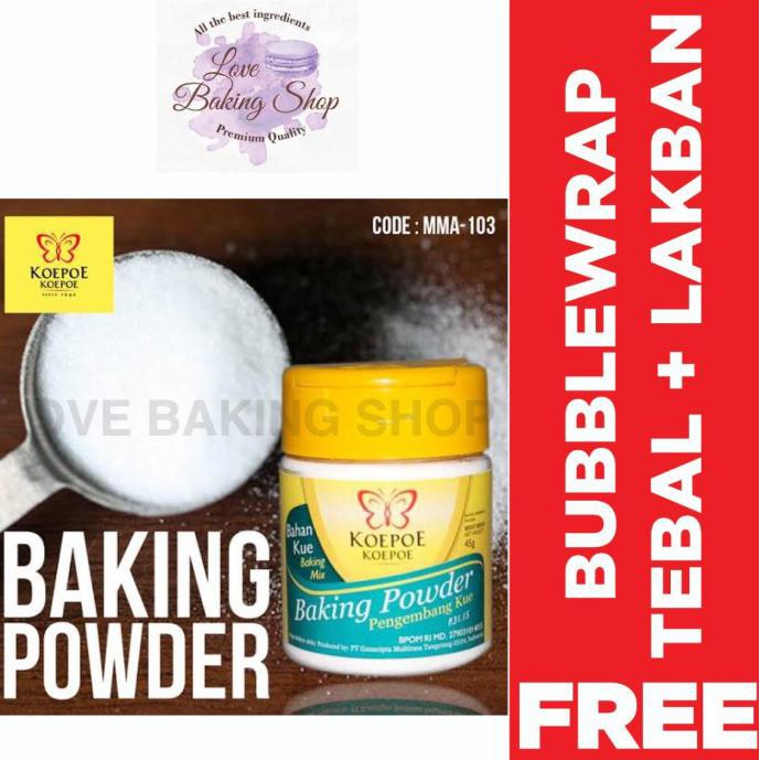 

BAKING POWDER 45GR KOEPOE KOEPOE PENGEMBANG KUE KUPU KUPU HALAL BPOM TERLENGKAP Kode 1003