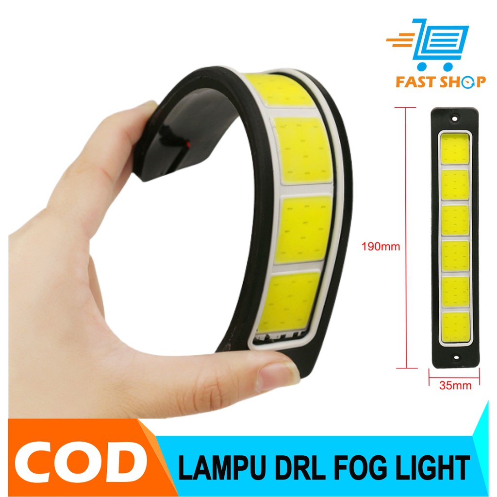 Lampu DRL Fog Light Mobil 1 Buah LED COB 19 x 3.5cm 6W