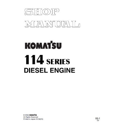 

shop manual engine komatsu 114 series