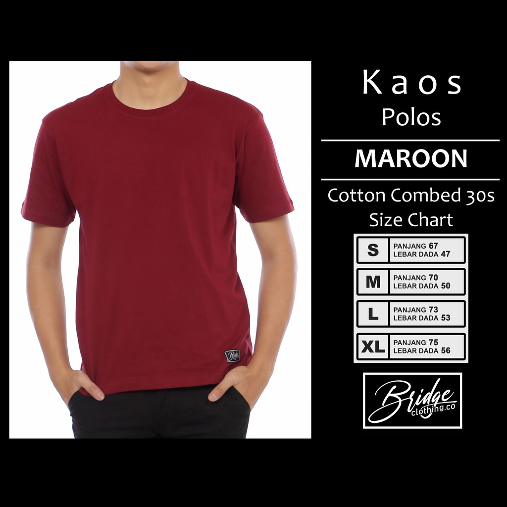 Kaos polos combed 30s maroon Yang Lagi Hits