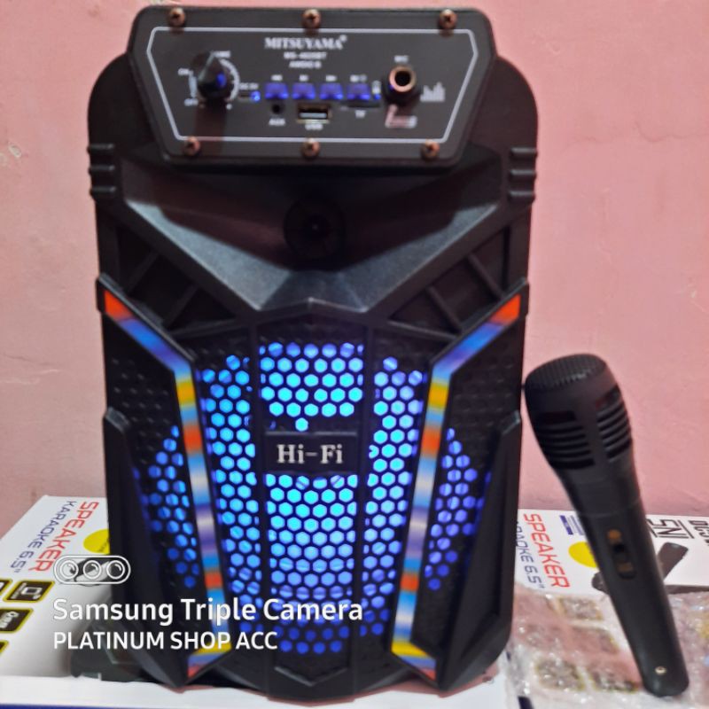 Speaker Karaoke Wireless Bonus Mic woofer 6,5inc Super Bass/Speaker Aktif Bluetooth Radio Fm Usb Aux