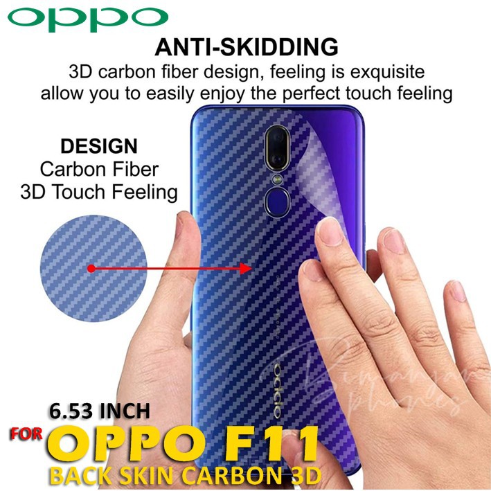 Back skin karbon atau gaskin carbon 3d oppo f11 , anti gores anti jamur anti licin