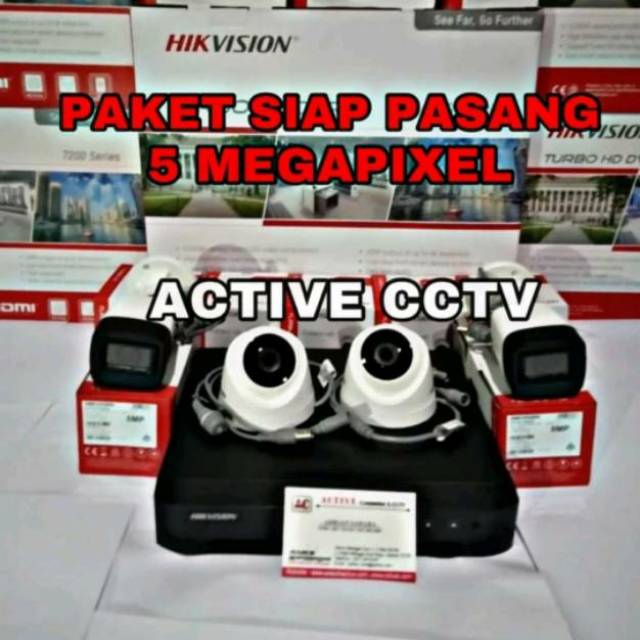 PROMO PAKET KAMERA CCTV HIKVISION 4 CAMERA 5MP DUAL LIGHT COLORVU / INFRARED FULL HD 4 CH CHANNEL TURBO HD KOMPLIT LENGKAP 5 MP