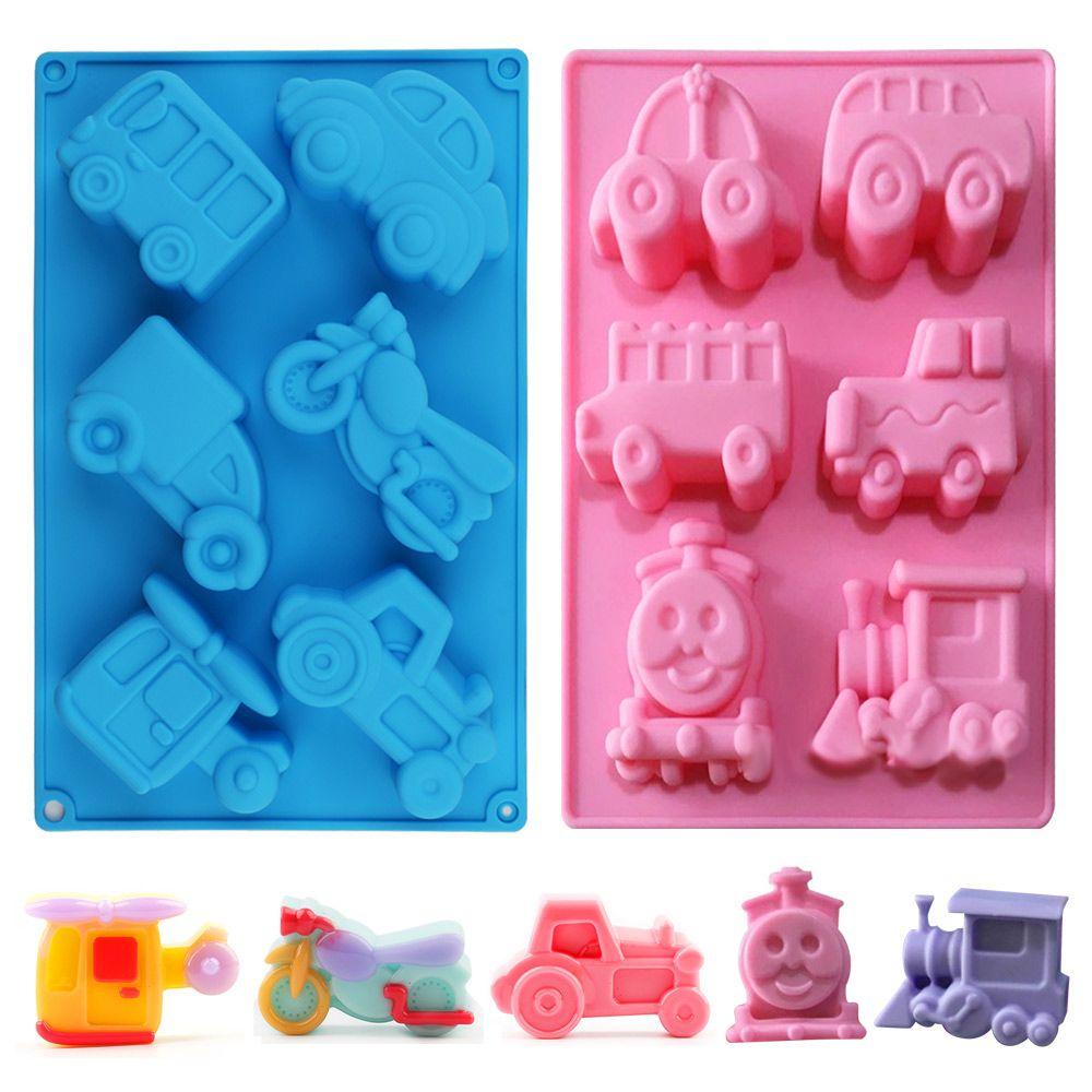 Solighter Cetakan Sabun Silikon 3D Membuat Perlengkapan Mobil Bayi Kaki Berbentuk 6rongga Handmade Soaps Supplies