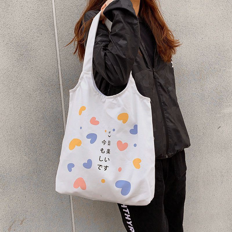 TC-80 tas kanvas canvas wanita import shoulder bag bahu korea jepang kanji love