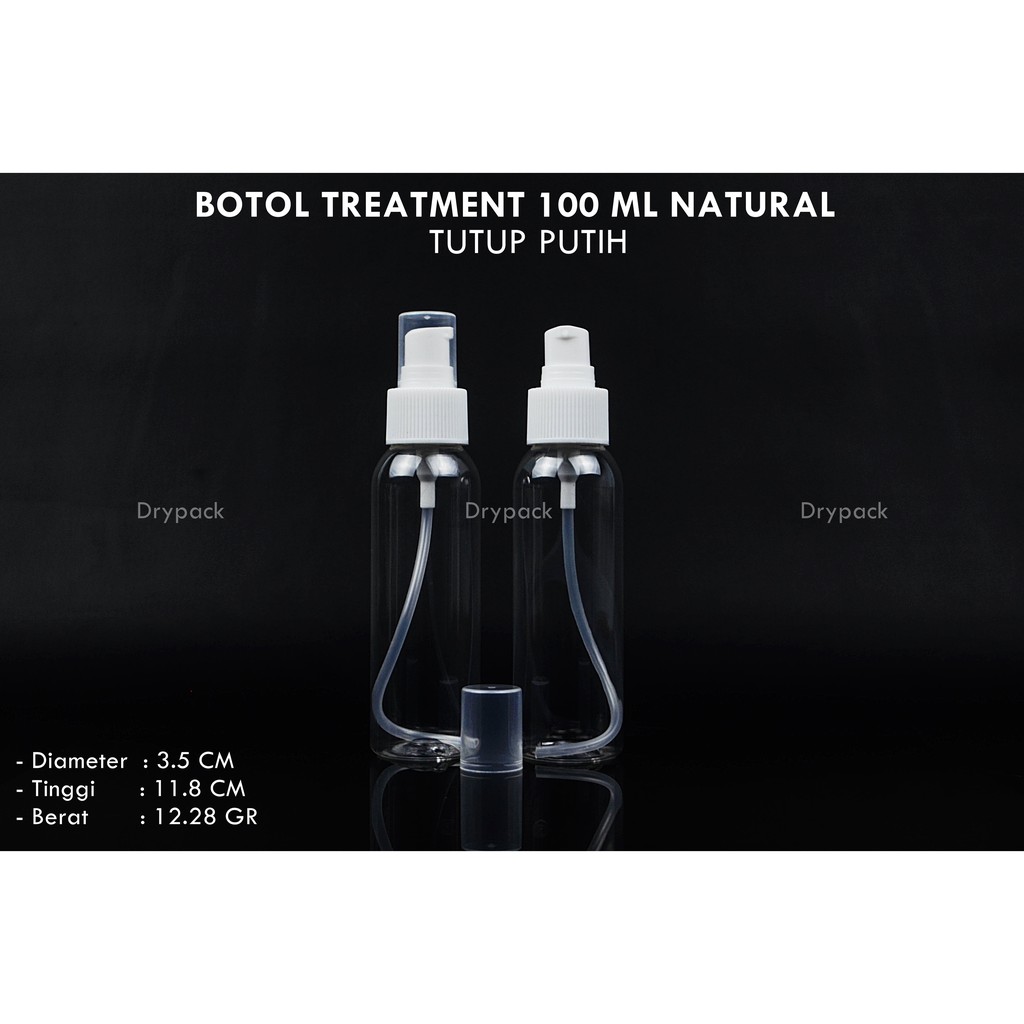 Botol Treatment 100 ml Natural tutup Putih