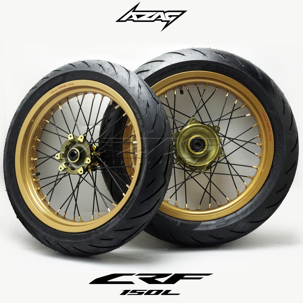 ban set motor honda crf 150 ring 17 supermoto pirelli tk excel gold