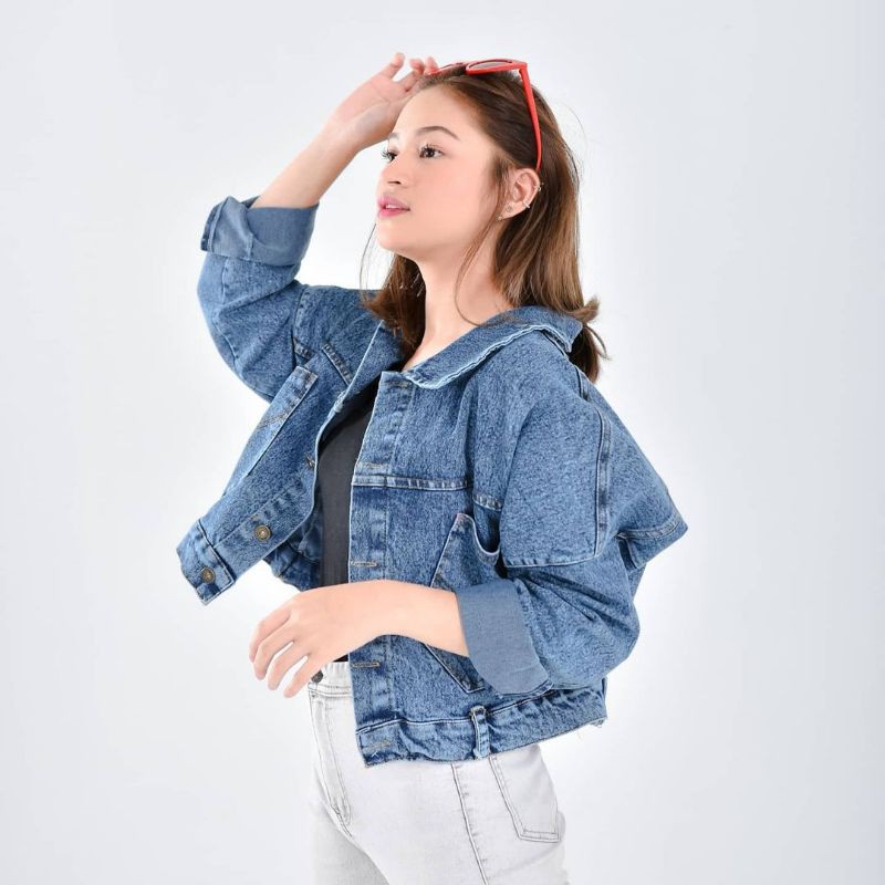 Jaket Wanita Pulbear Jacket Jeans Oversize Korean Style